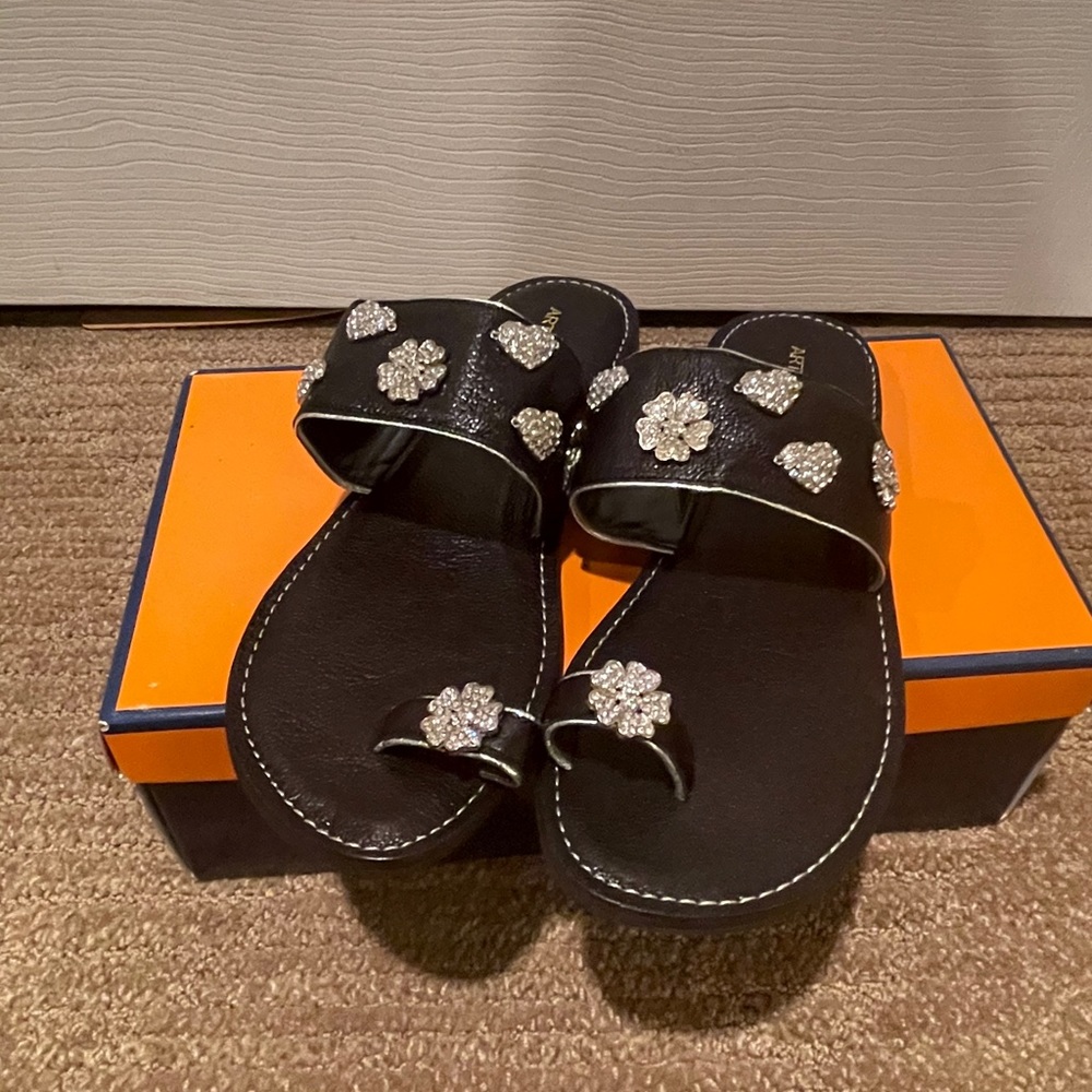 Black and Silver Sandals size 8